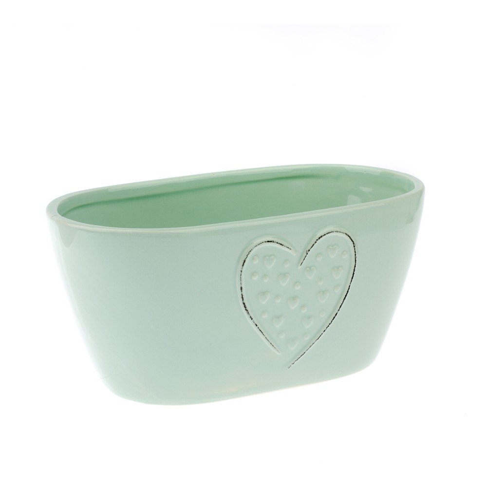 Zelený keramický květinář Dakls Heart, výška 11,2 cm v:1240422