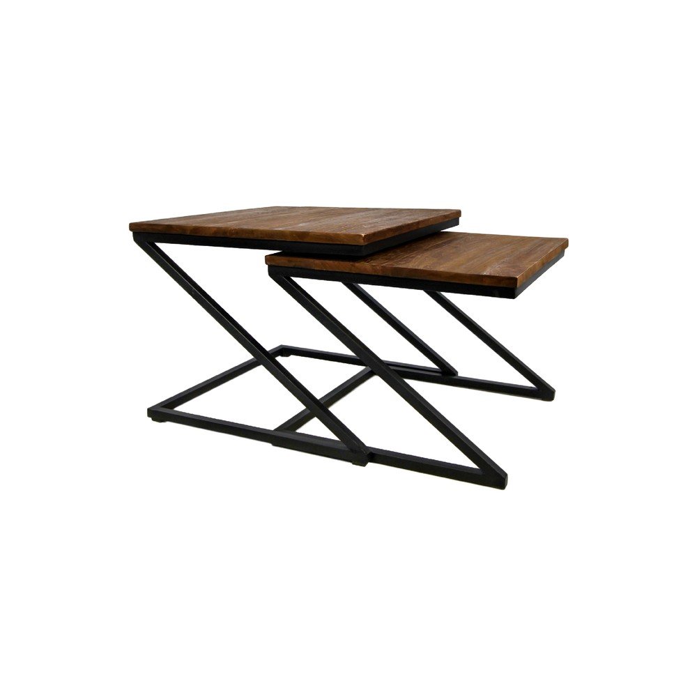 Sada 2 odkládacích stolků s deskou z neopracovaného exotického dřeva HMS collection Taylor, výška 45 cm v:1253838
