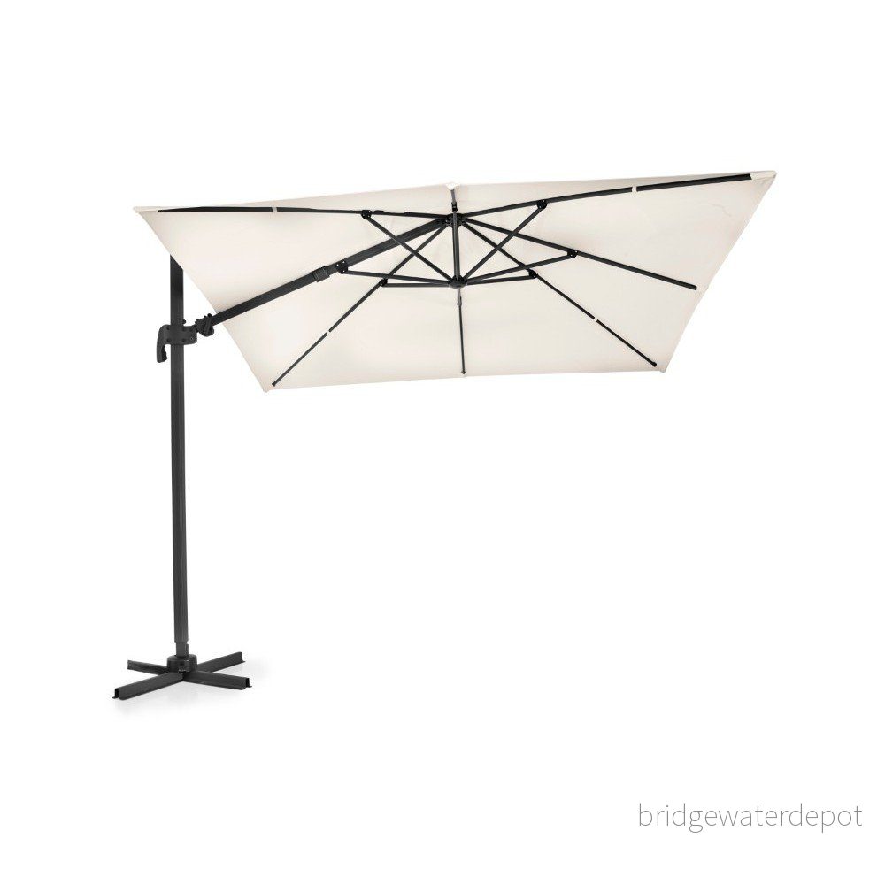 Béžový slunečník s černým stojanem Brafab Hanging, ∅ 300 cm v:1082290