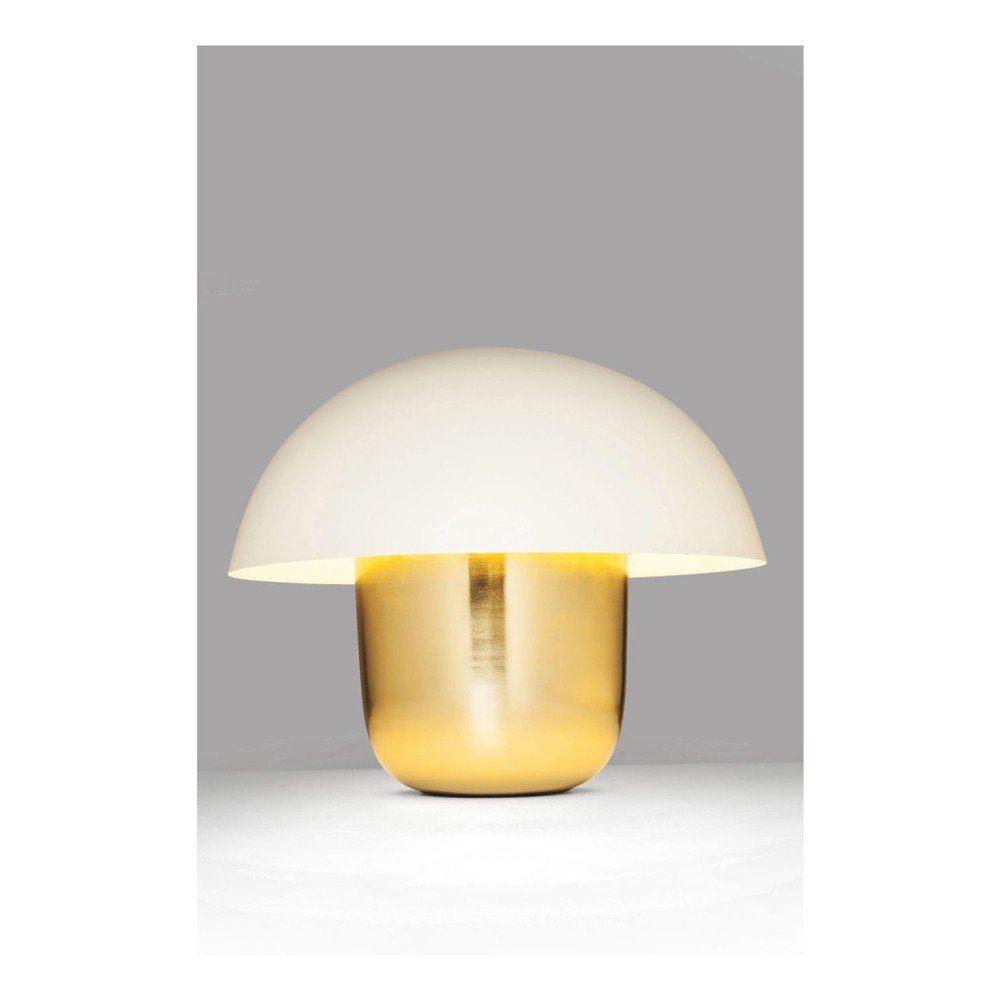 Stolní lampa ve zlaté barvě s bílým stínítkem Kare Design Mushroom v:896664