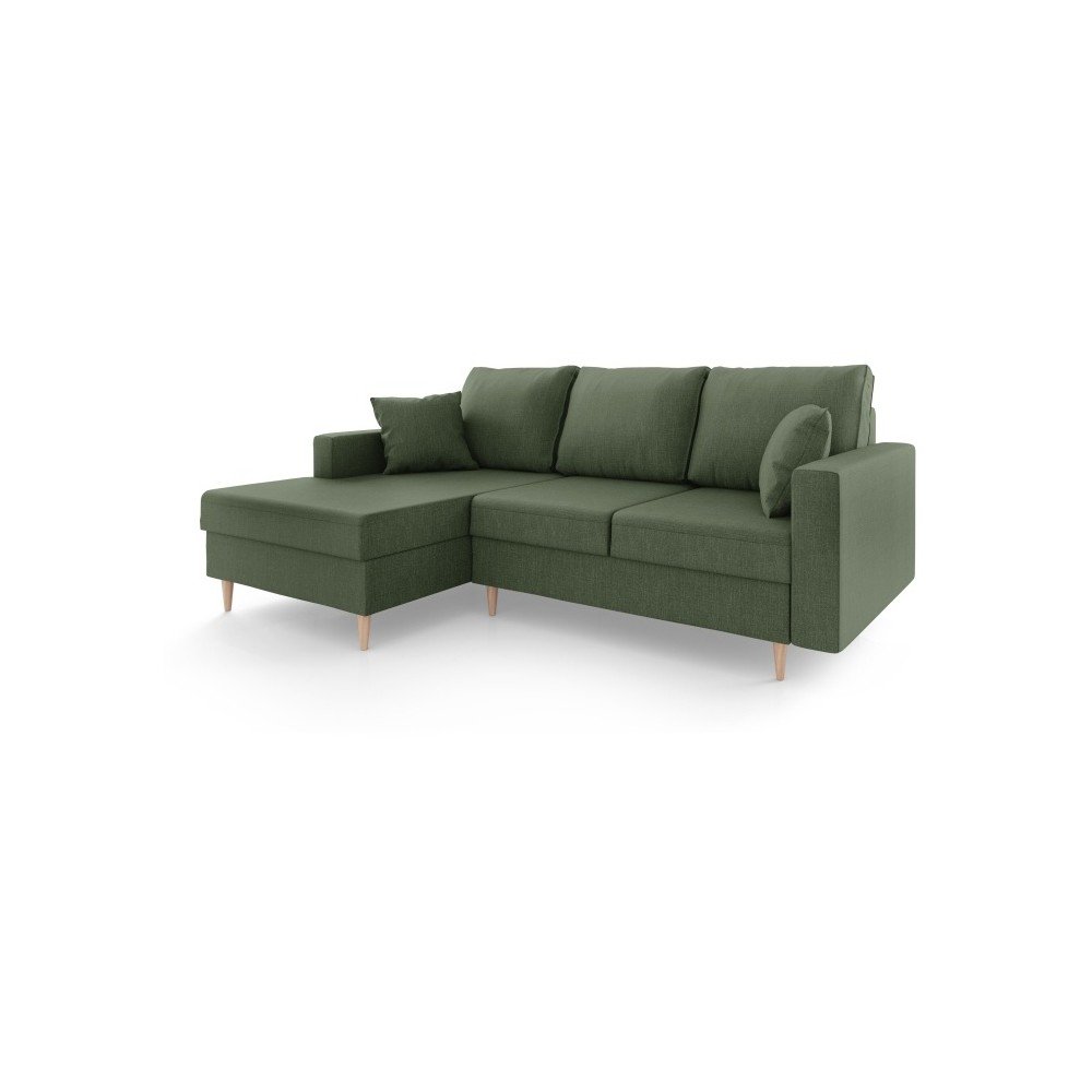 Šedozelená rozkládací pohovka s úložným prostorem Mazzini Sofas Aubrieta, levý roh v:1269872