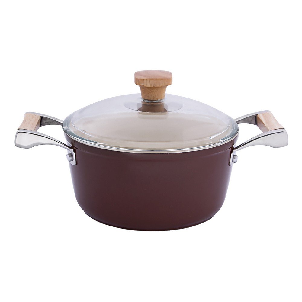 Hnědý keramický kastrol s pokličkou Krauff, 5 l v:825056