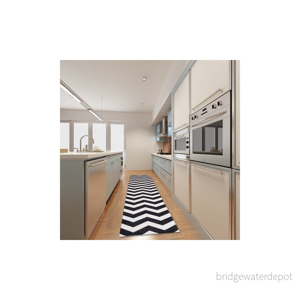 Vysoce odolný kuchyňský koberec Webtappeti Optical Black White, 60 x 140 cm v:1158808
