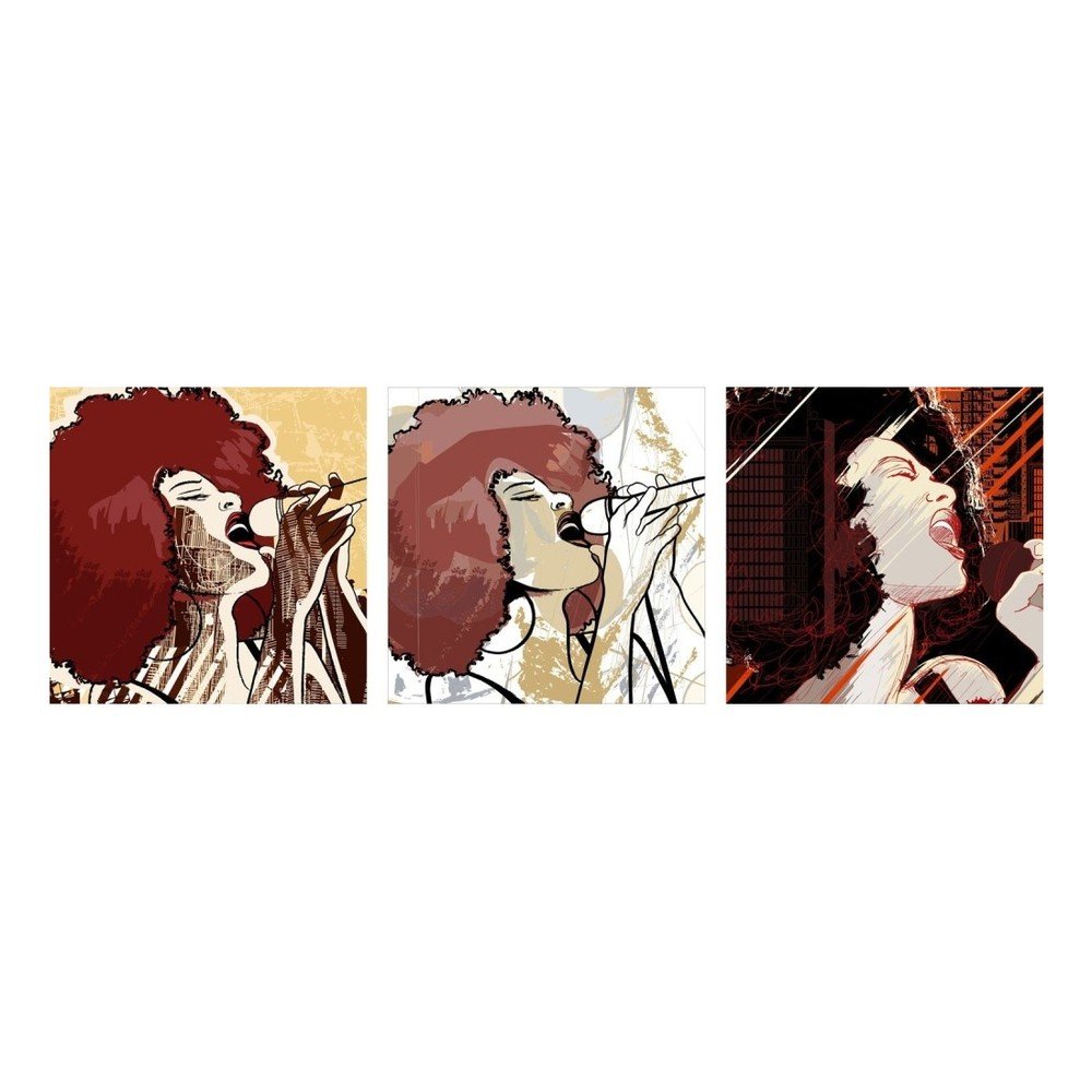 Sada 3 obrazů Wall Framework Faces Doll Up v:1191672
