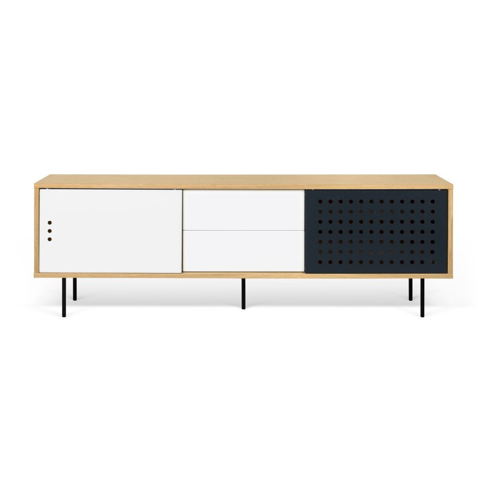 TV komoda v dekoru dubového dřeva s černobílými detaily TemaHome Dann Dots, délka 201 cm v:880200