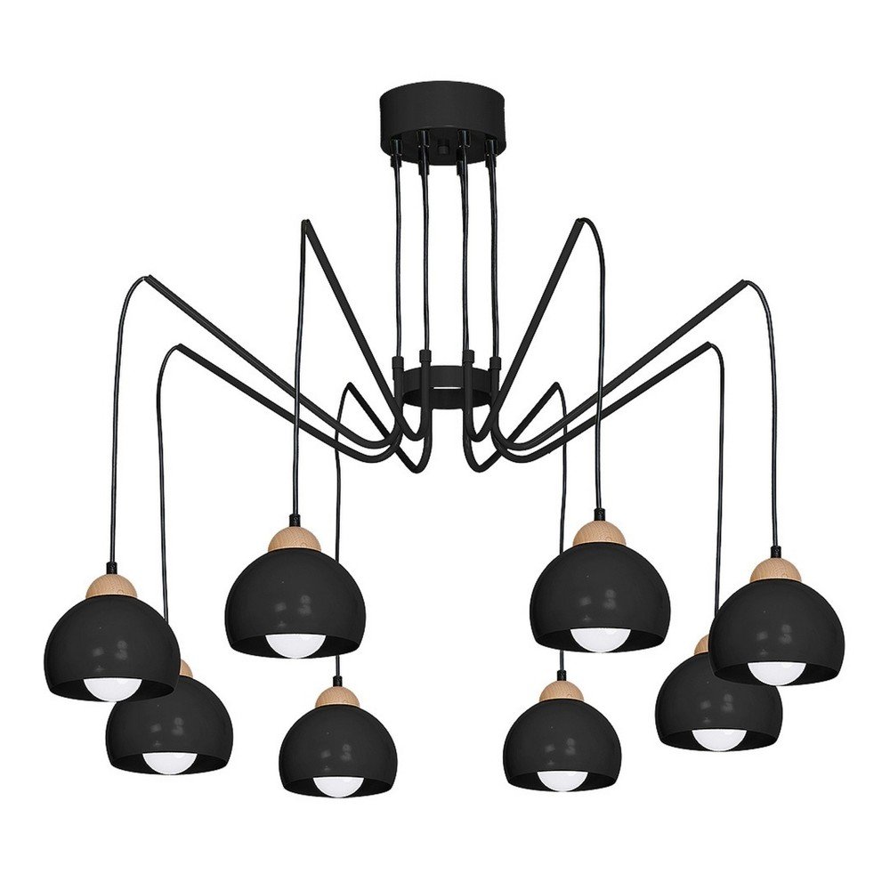 Černý lustr s dřevěnými detaily Dama Chandelier Ocho v:1254008