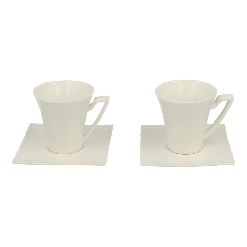 Sada 2 hrnků s podšálkem z bílého porcelánu Duo Gift Ritz, 90 ml v:1004396