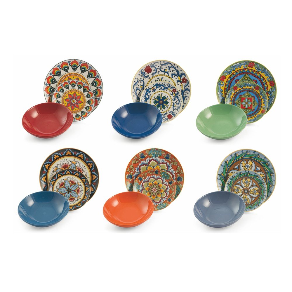 18dílná sada barevných talířů z porcelánu a kameniny VDE Tivoli 1996 Renaissance v:973172
