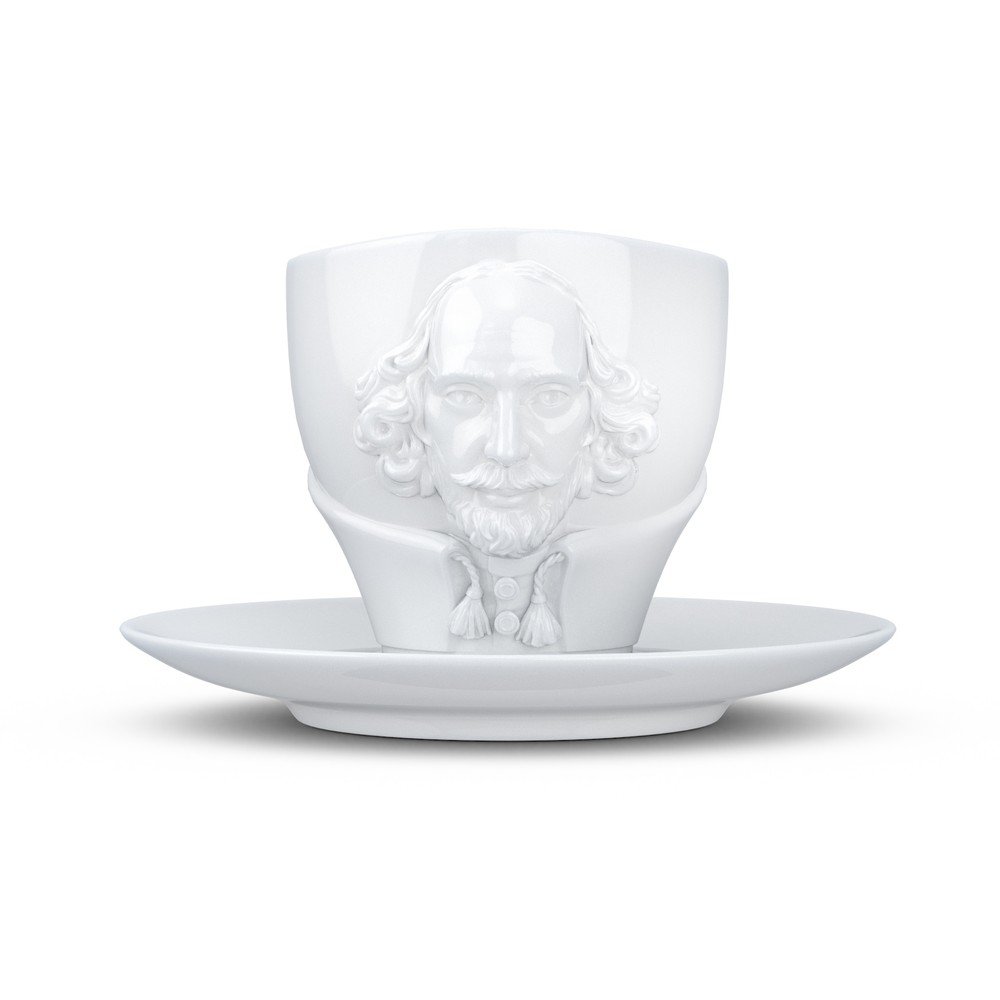 Sada bílého porcelánového hrnečku s podšálkem 58products William Shakespeare, objem 260 ml v:1149070