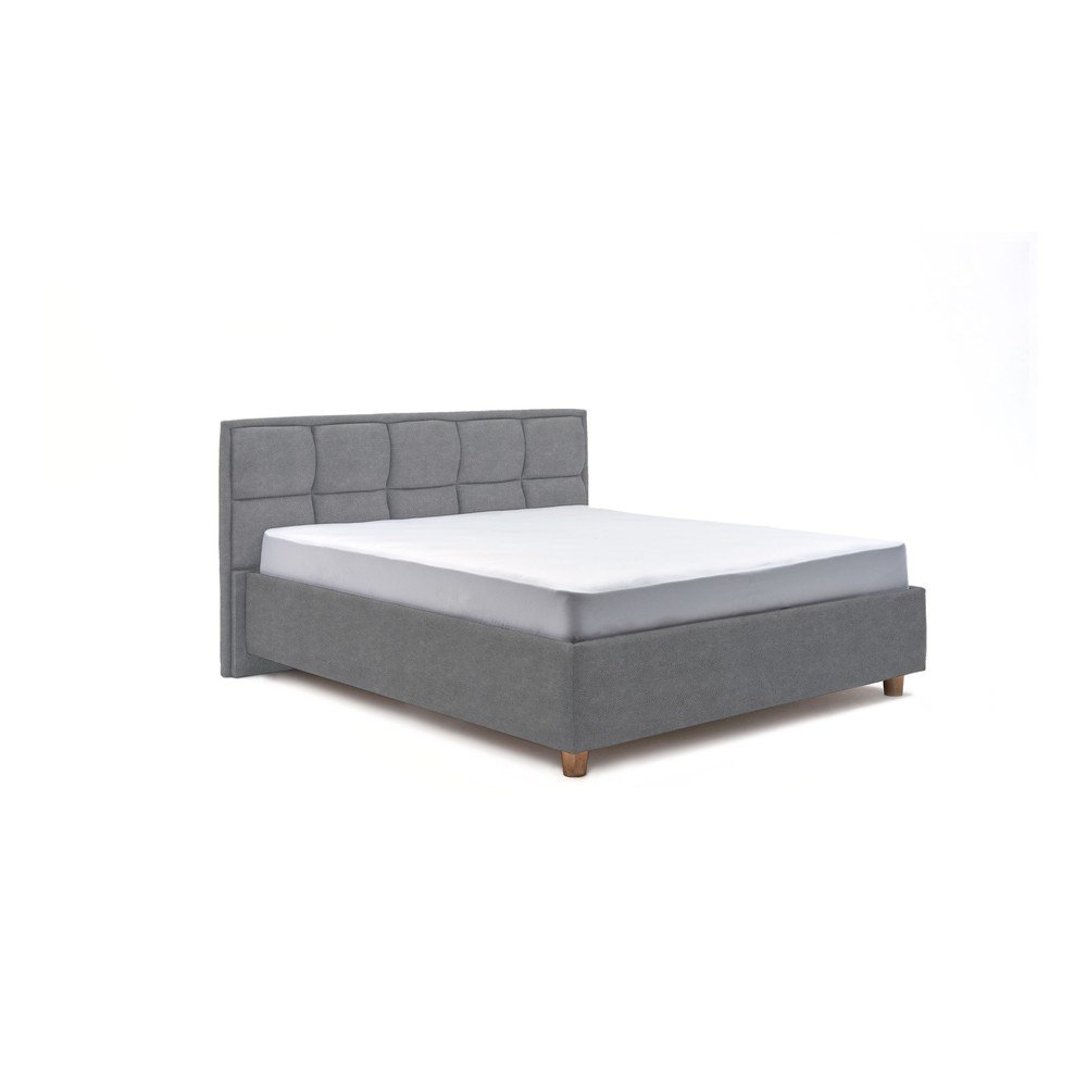 Modrošedá dvoulůžková postel s roštem a úložným prostorem ProSpánek Karme, 180 x 200 cm v:1359893