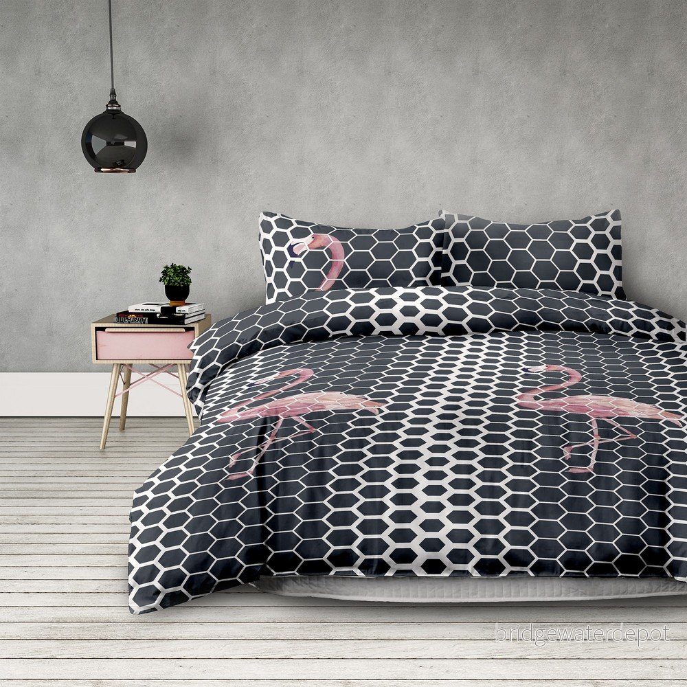 Povlečení z mikrovlákna na dvoulůžko AmeliaHome Flamingo Dark, 220 x 240 cm v:1189768