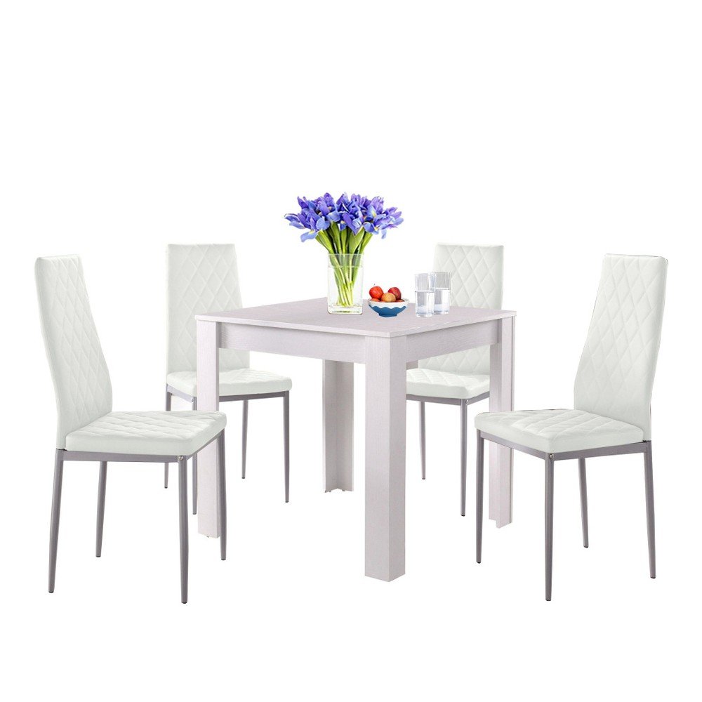 Set bílého jídelní stolu a 4 bílých jídelních židlí Støraa Lori and Barak, 80 x 80 cm v:957310