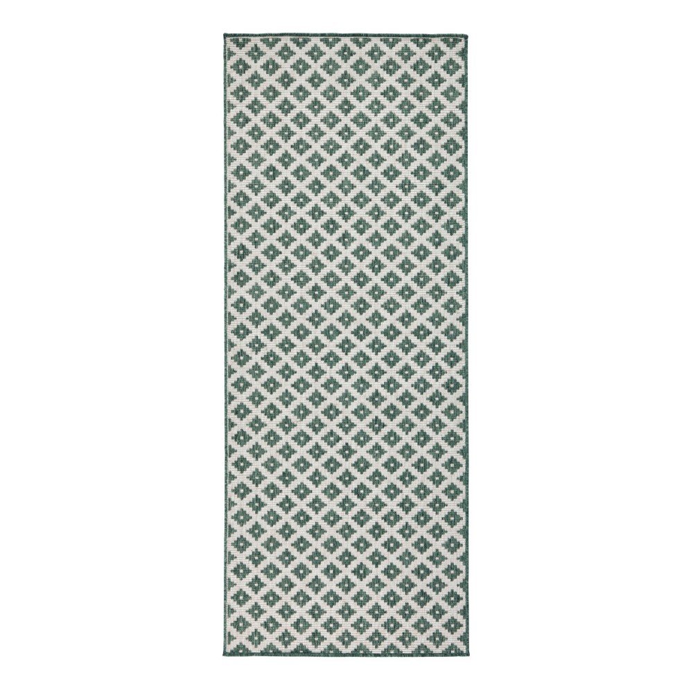 Zeleno-krémový oboustranný běhoun vhodný i na ven Bougari Nizza, 80 x 350 cm v:978776