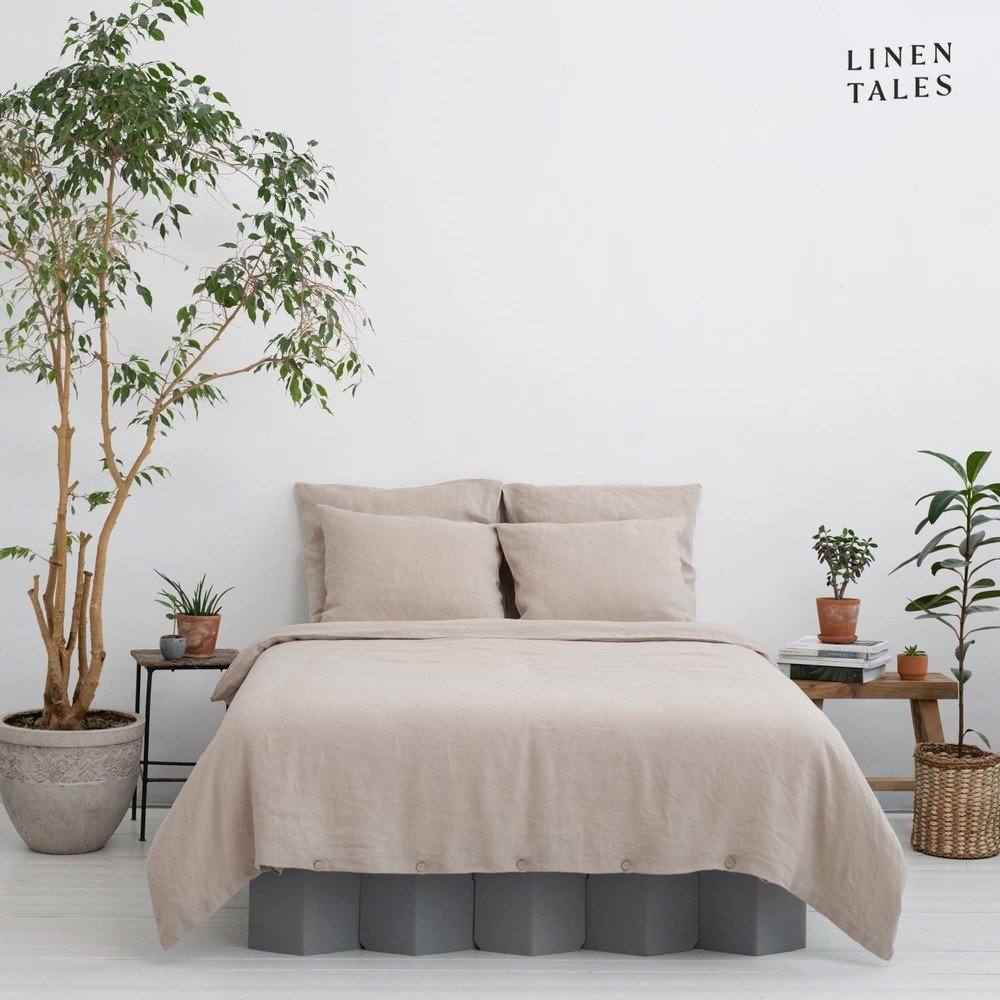 Krémové povlečení na dvoulůžko z konopného vlákna 200x200 cm – Linen Tales v:1538060