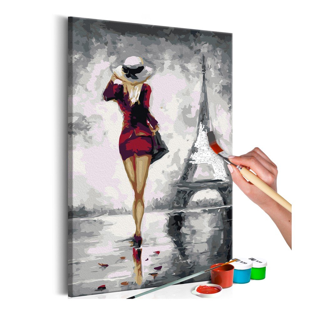 DIY set na tvorbu vlastního obrazu na plátně Artgeist Parisian Girl, 40 x 60 cm v:1079220