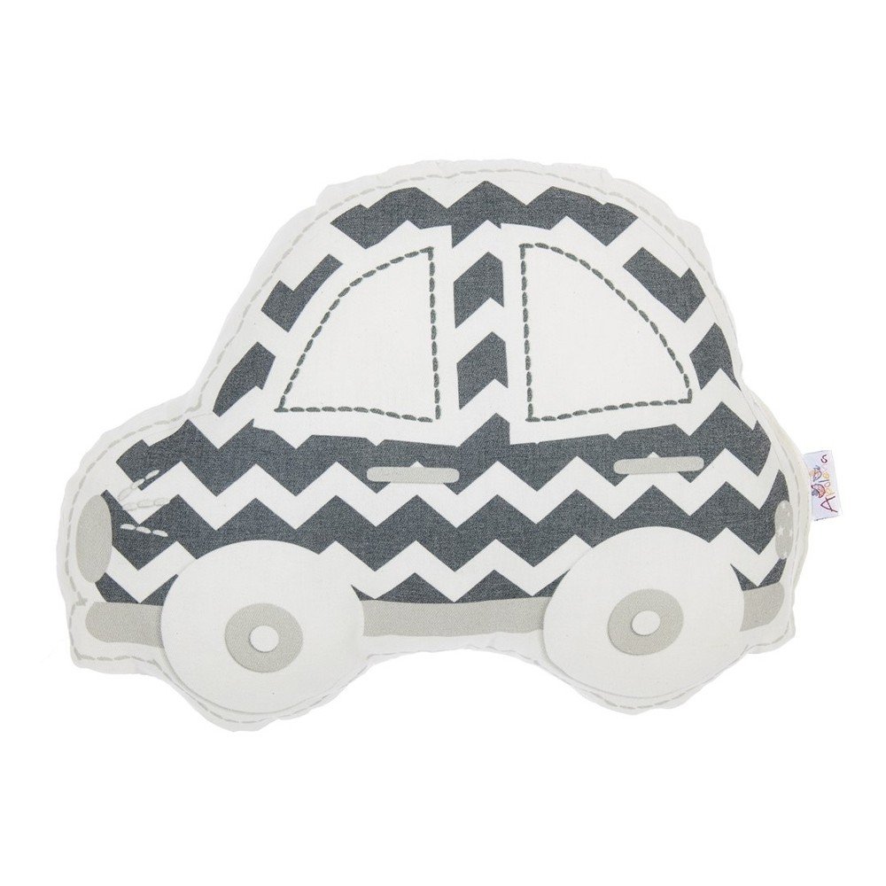 Šedo-bílý dětský polštářek s příměsí bavlny Mike & Co. NEW YORK Pillow Toy Car, 32 x 25 cm v:1284948