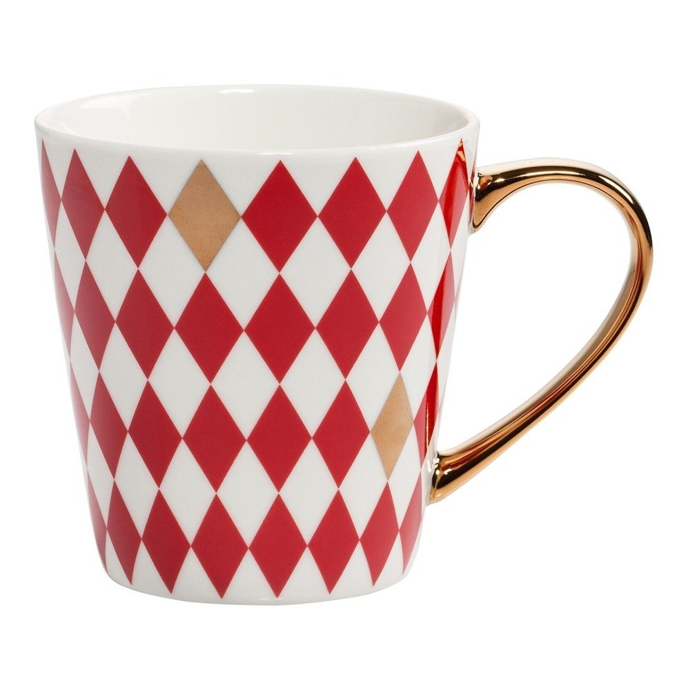 Červený porcelánový hrnek s potiskem z pravého zlata Maxwell & Williams Aurora Diamond, 340 ml v:1117948