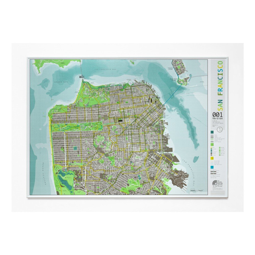 Zelená mapa San Francisca v průhledném pouzdru Street Map, 100 x 70 cm v:788068