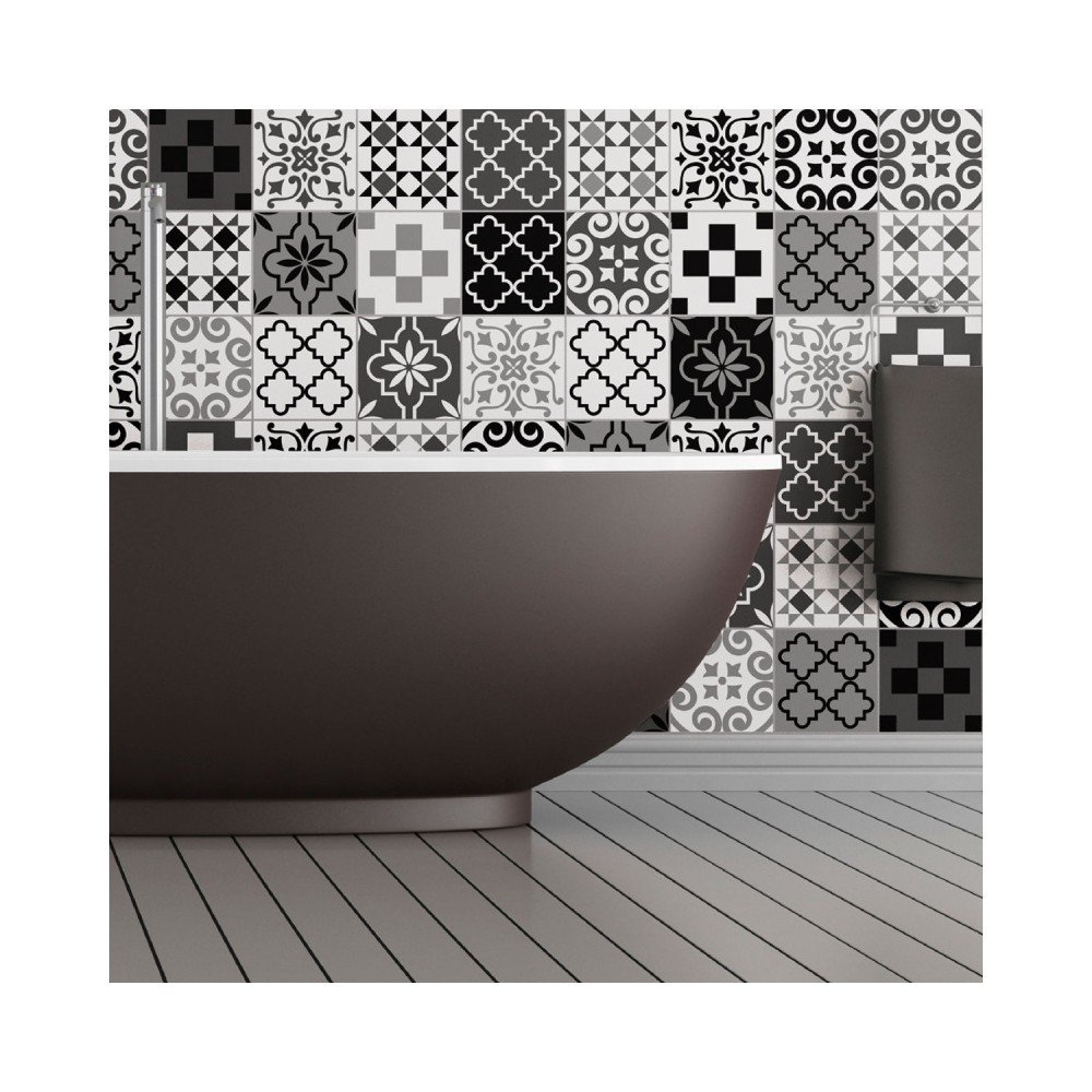 Sada 60 nástěnných samolepek Ambiance Wall Decal Cement Tiles Azulejos Pedro, 10 x 10 cm v:1204576