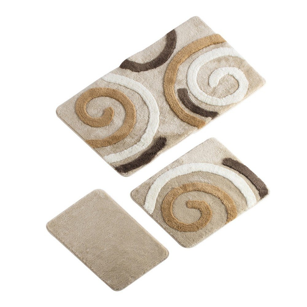 Sada 3 béžových koupelnových předložek Rosso Bath Mat Sima v:1156068