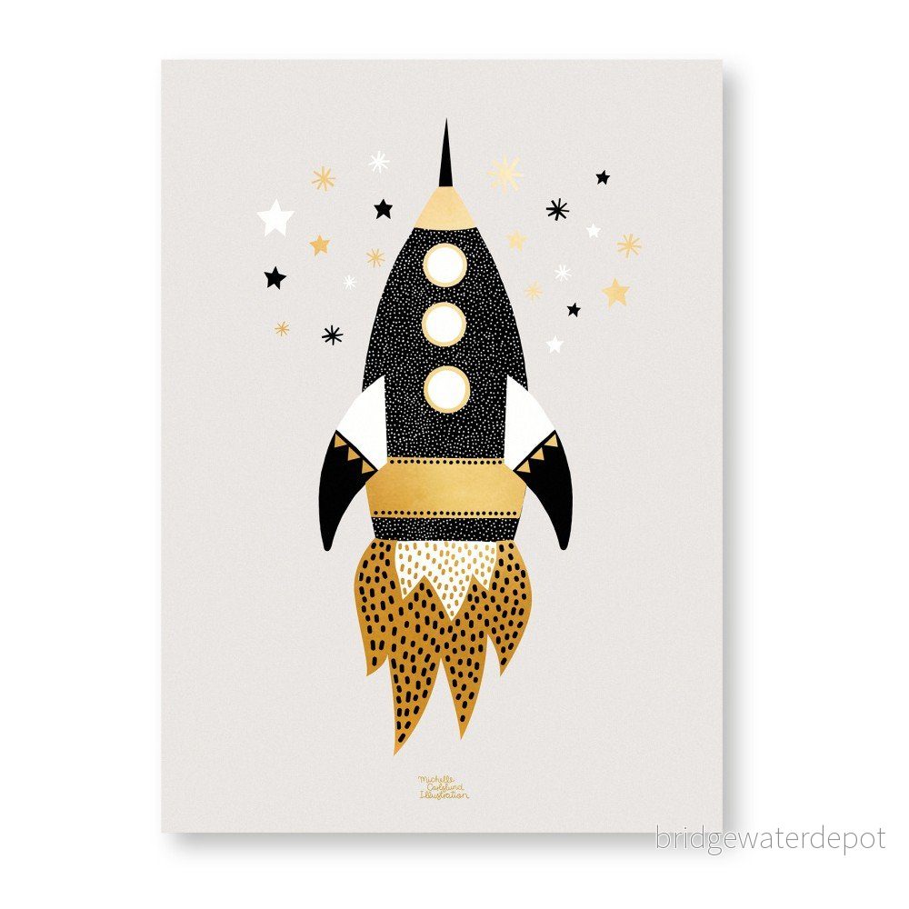 Plakát Michelle Carlslund Gold Space Ship, 50 x 70 cm v:825778
