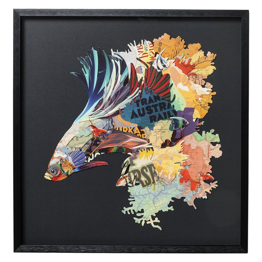 Nástěnný obraz v rámu Kare Design Betta Fish Colore Left, 65 x 65 cm v:1318934
