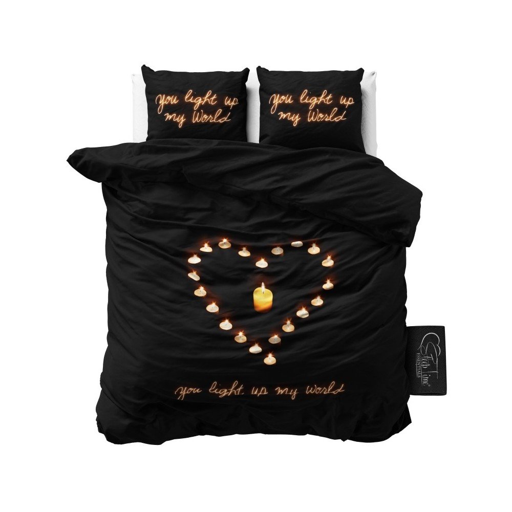 Černé povlečení z mikroperkálu Sleeptime Love Candles, 240 x 220 cm v:905452