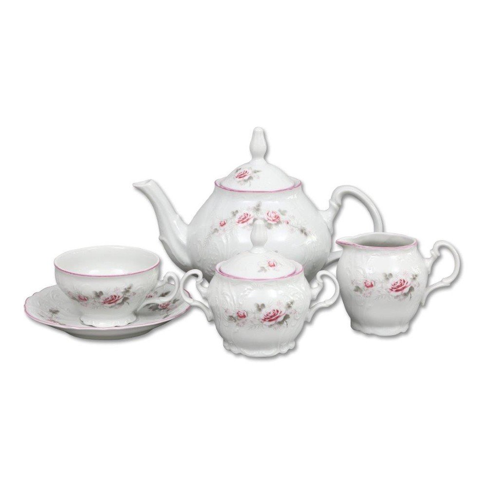 Porcelánová sada na čaj s růžičkami Thun Bernadotte v:1344123