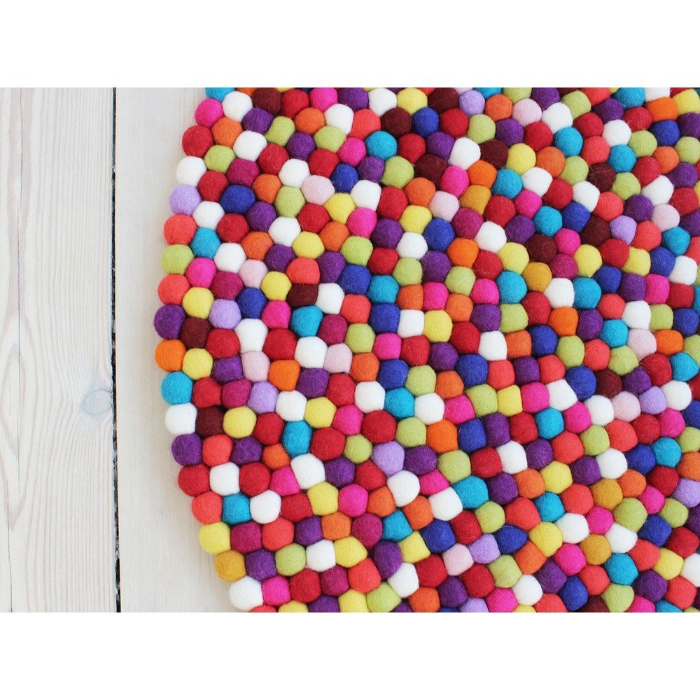 Tmavě červený kuličkový vlněný koberec Wooldot Ball Rugs, ⌀ 200 cm v:1340927