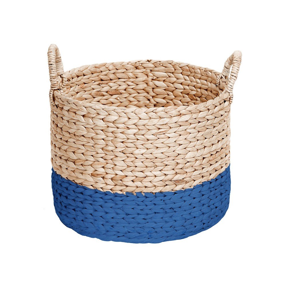 Ručně vyráběný košík z vodního hyacintu se modrým pruhem a’miou home Ohara, výška 26 cm v:928982