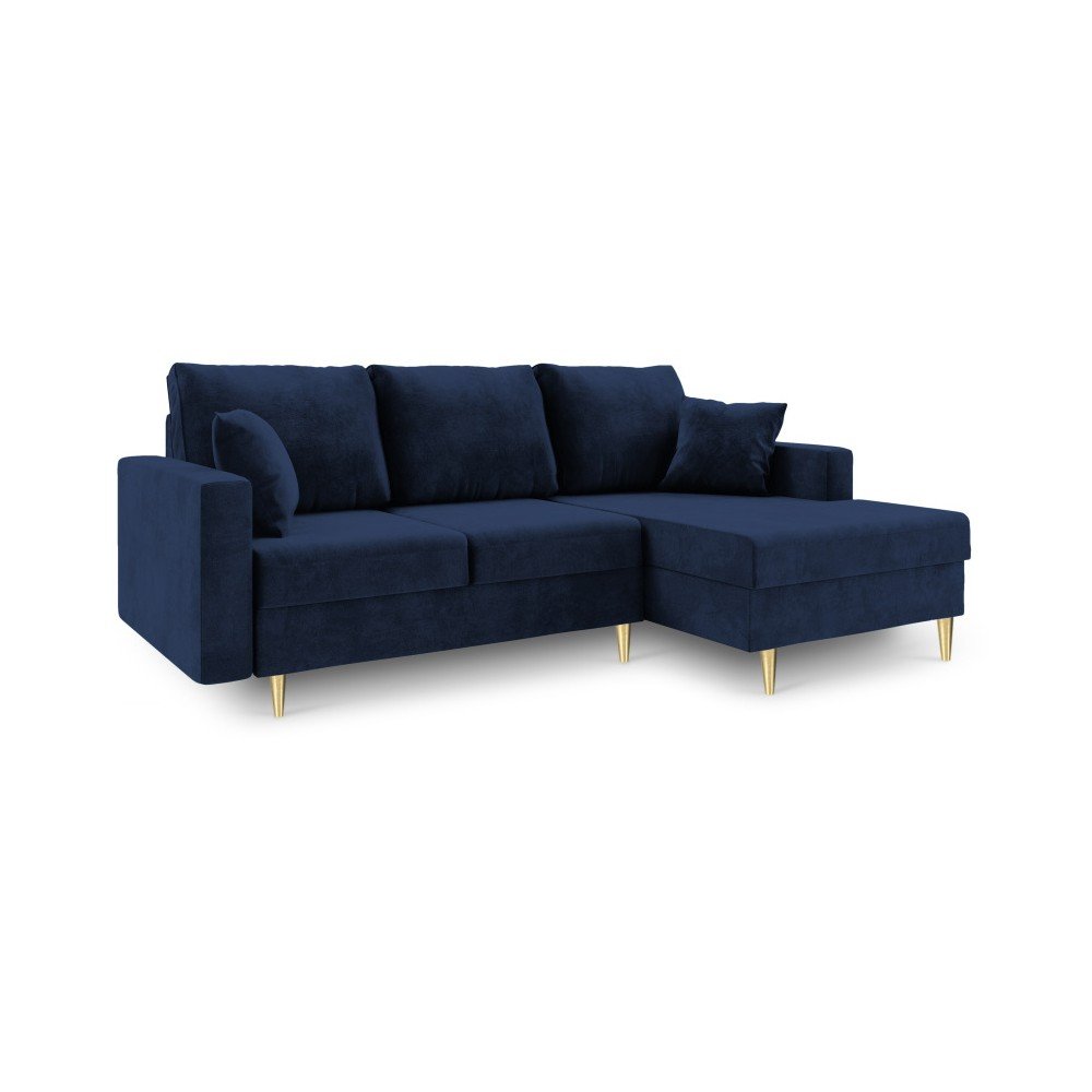 Modrá rozkládací pohovka s úložným prostorem Mazzini Sofas Muguet, pravý roh v:1269838