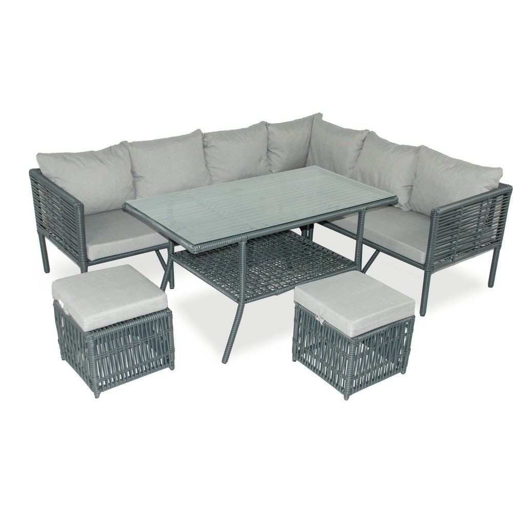 Šedý zahradní lounge set z umělého ratanu pro 7 Newyork – Floriane Garden v:1541270