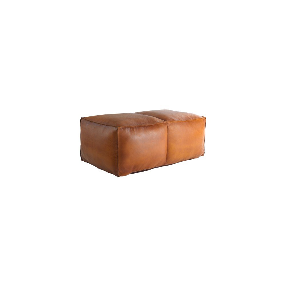 Hnědý kožený puf Fuhrhome Memphis Large v:919832