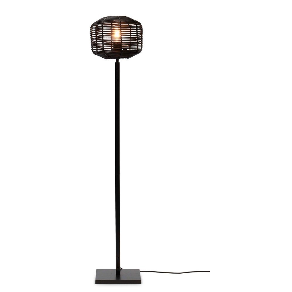 Černá stojací lampa s ratanovým stínidlem Tanami – Good&Mojo v:1605874