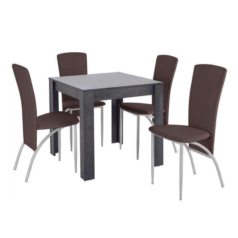 Set jídelního stolu a 4 tmavě hnědých jídelních židlí Støraa Lori Nevada Duro Slate Brown v:1043616