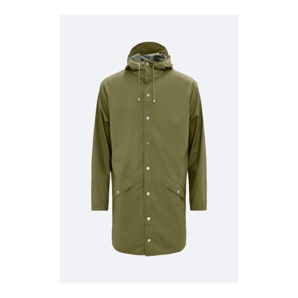Zelená unisex bunda s vysokou voděodolností Rains Long Jacket, velikost M / L v:1123936
