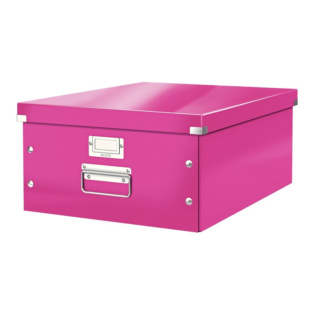 Růžový kartonový úložný box s víkem 37x48x20 cm Click&Store – Leitz v:1369741