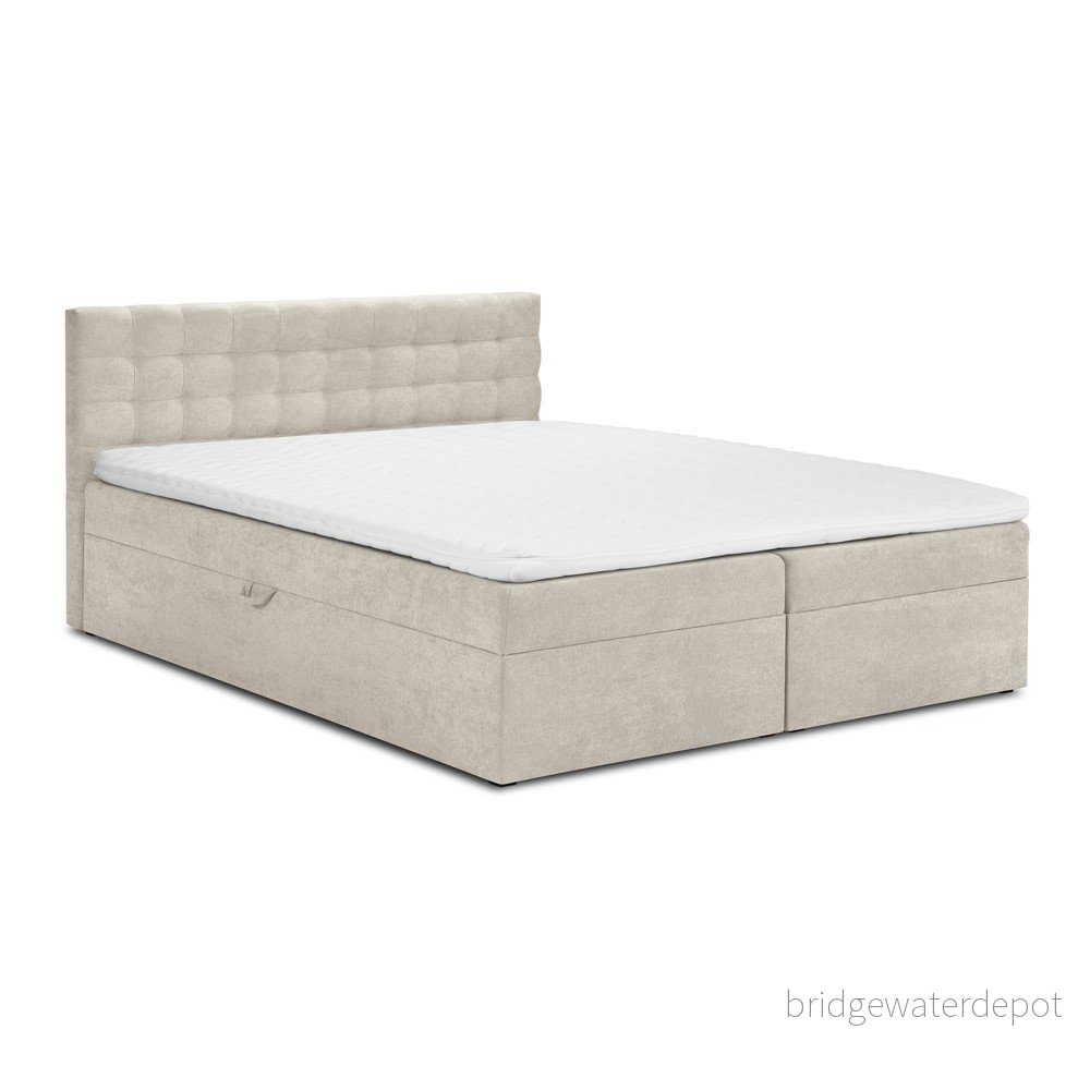 Béžová boxspring postel s úložným prostorem 180x200 cm Jade – Mazzini Beds v:1420911