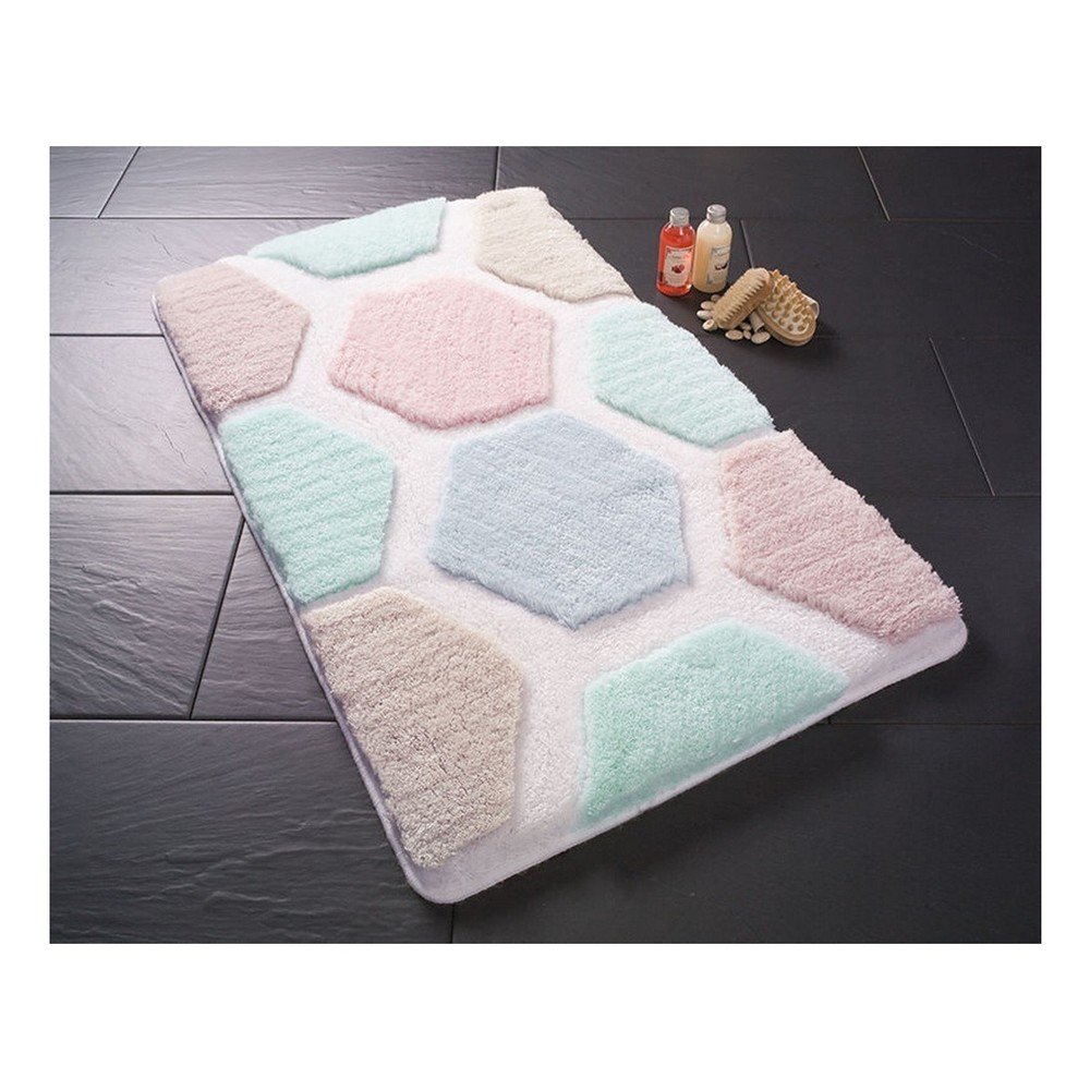 Růžovomodrá předložka do koupelny Confetti Bathmats, 60 x 100 cm v:895948