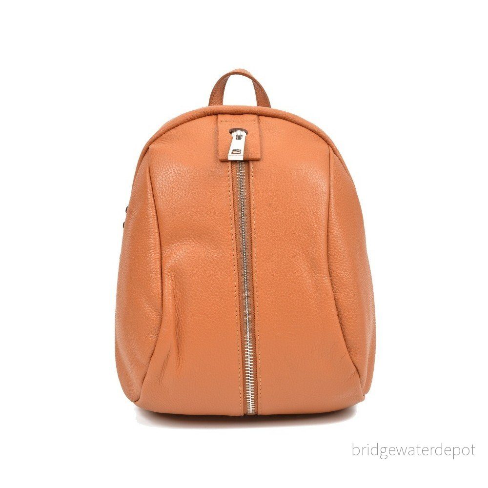 Koňakově hnědý kožený batoh Mangotti Bags Emilio v:1313096