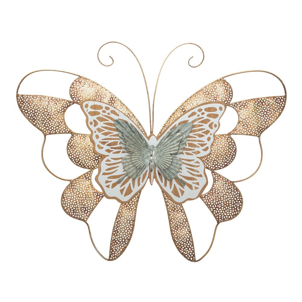 Kovová závěsná dekorace Mauro Ferretti Butterfly Wood A, 59,5 x 45,5 cm v:1342407