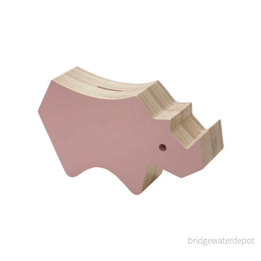 Dřevěná růžová kasička Sebra Rhino v:948642