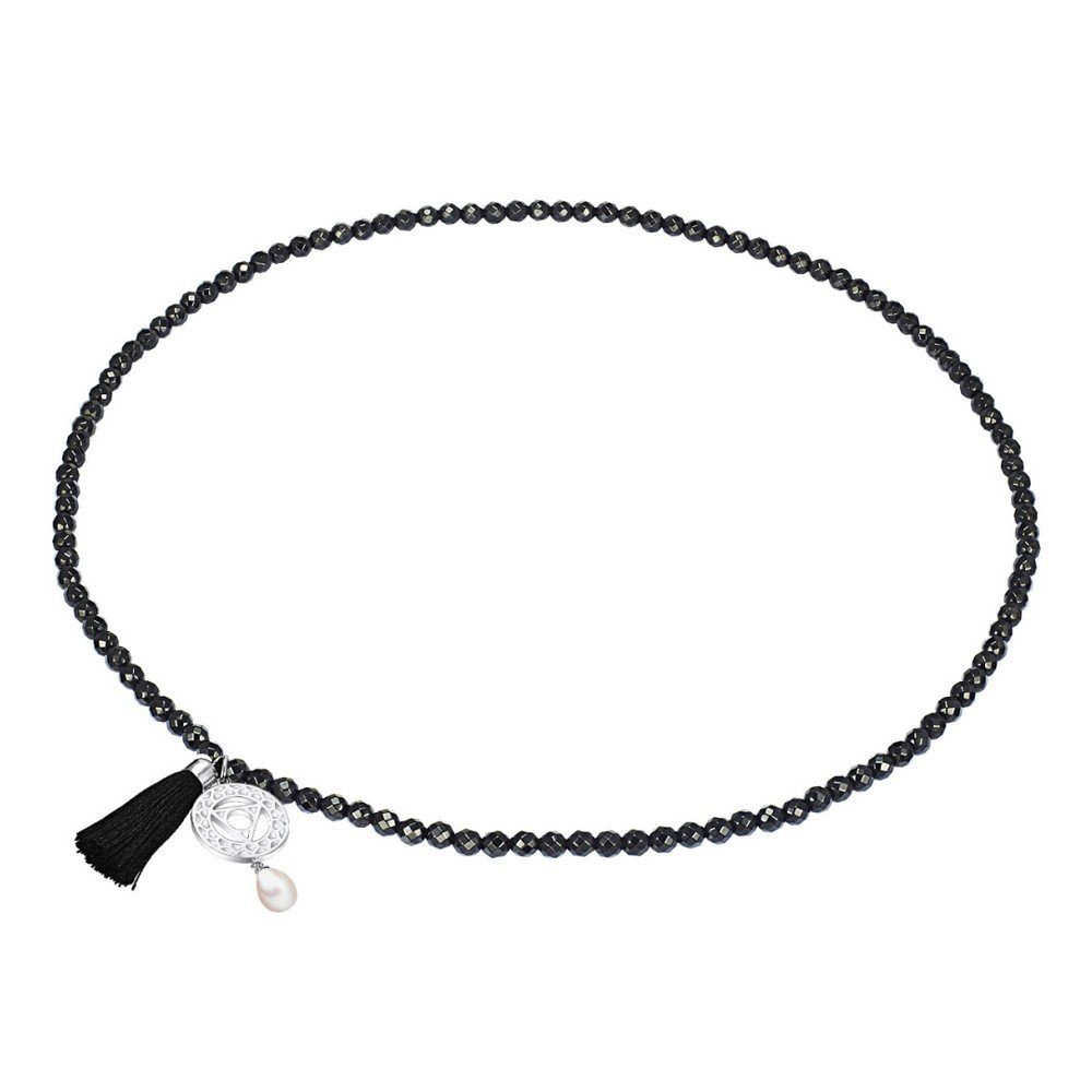 Achátový náhrdelník s přívěskem a perlou Chakra Pearls Triangle v:743726