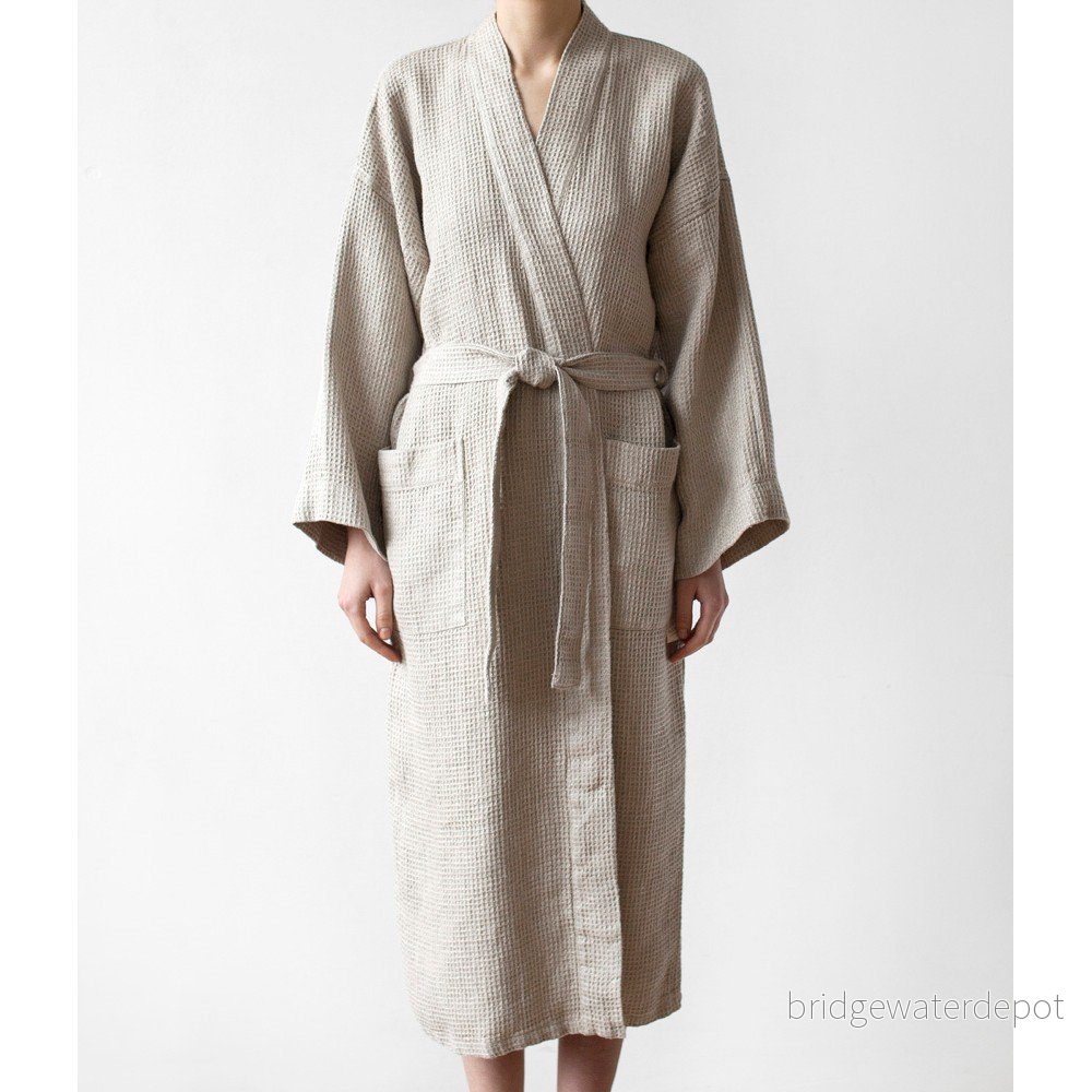 Unisex béžový župan z bavlny a lnu Linen Tales, vel. XL v:1370317