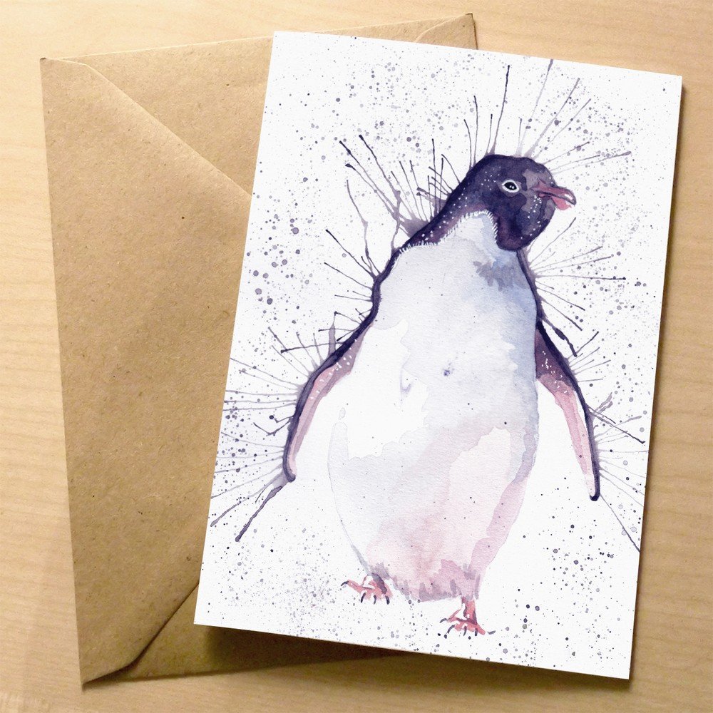 Přáníčko Wraptious Splatter Penguin v:723672