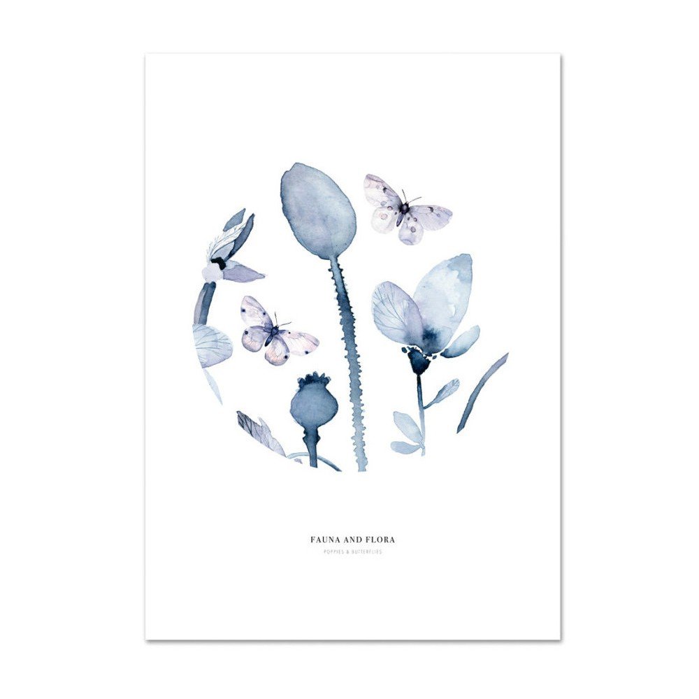 Plakát Leo La Douce Poppies & Butterflies I, 29,7 x 42 cm v:828574