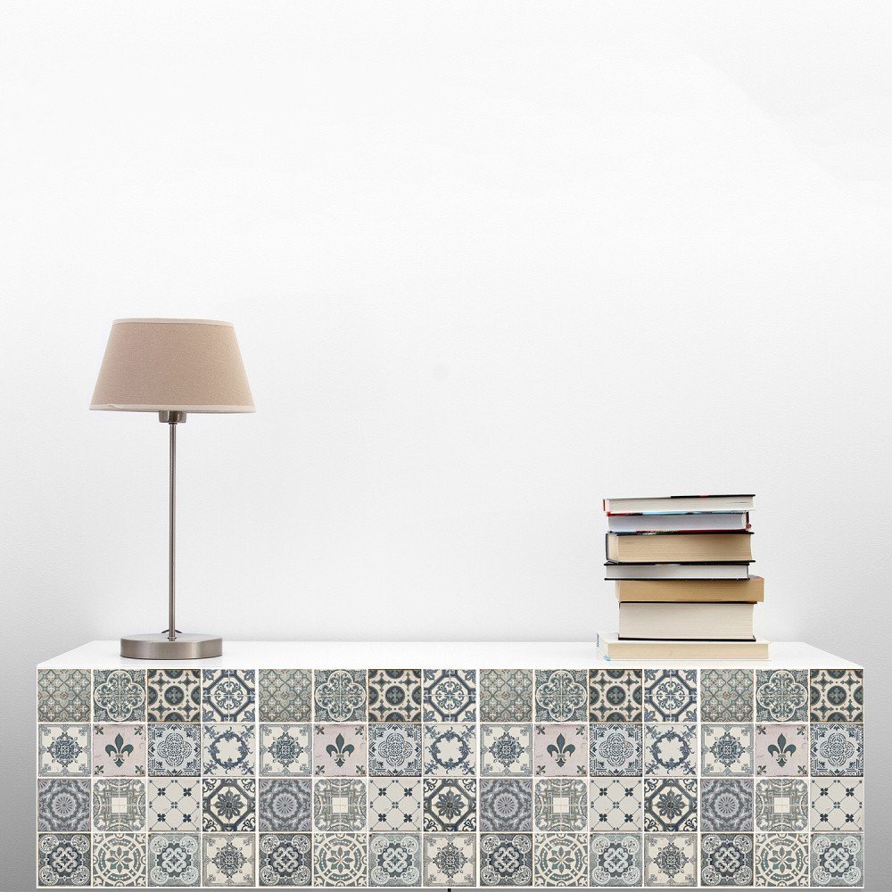 Sada 4 samolepek na stěnu WALPLUS Vintage Tiles v:731298