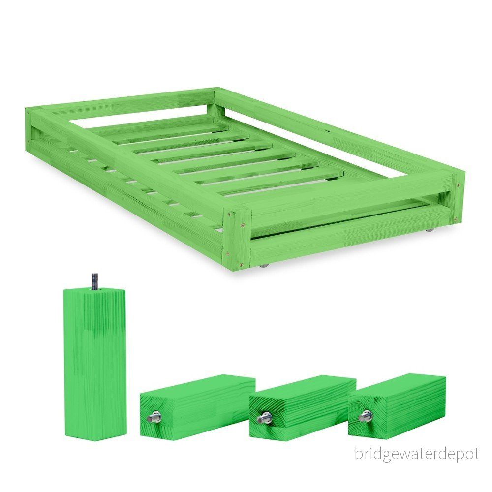 Set zelené zásuvky pod postel a 4 prodloužených nohou Benlemi, pro postel 90 x 200 cm v:842128