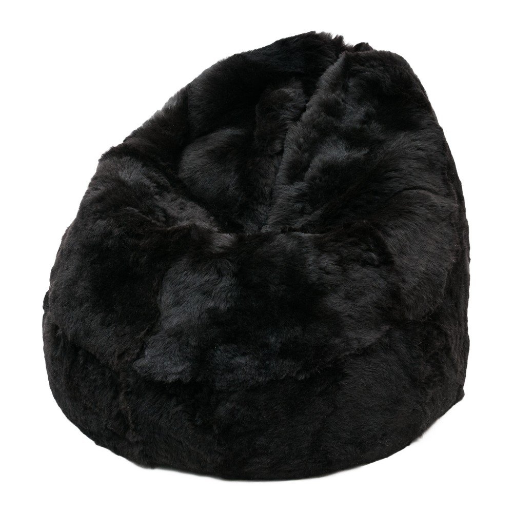 Puf z ovčí kožešiny s krátkým chlupem Black v:715052