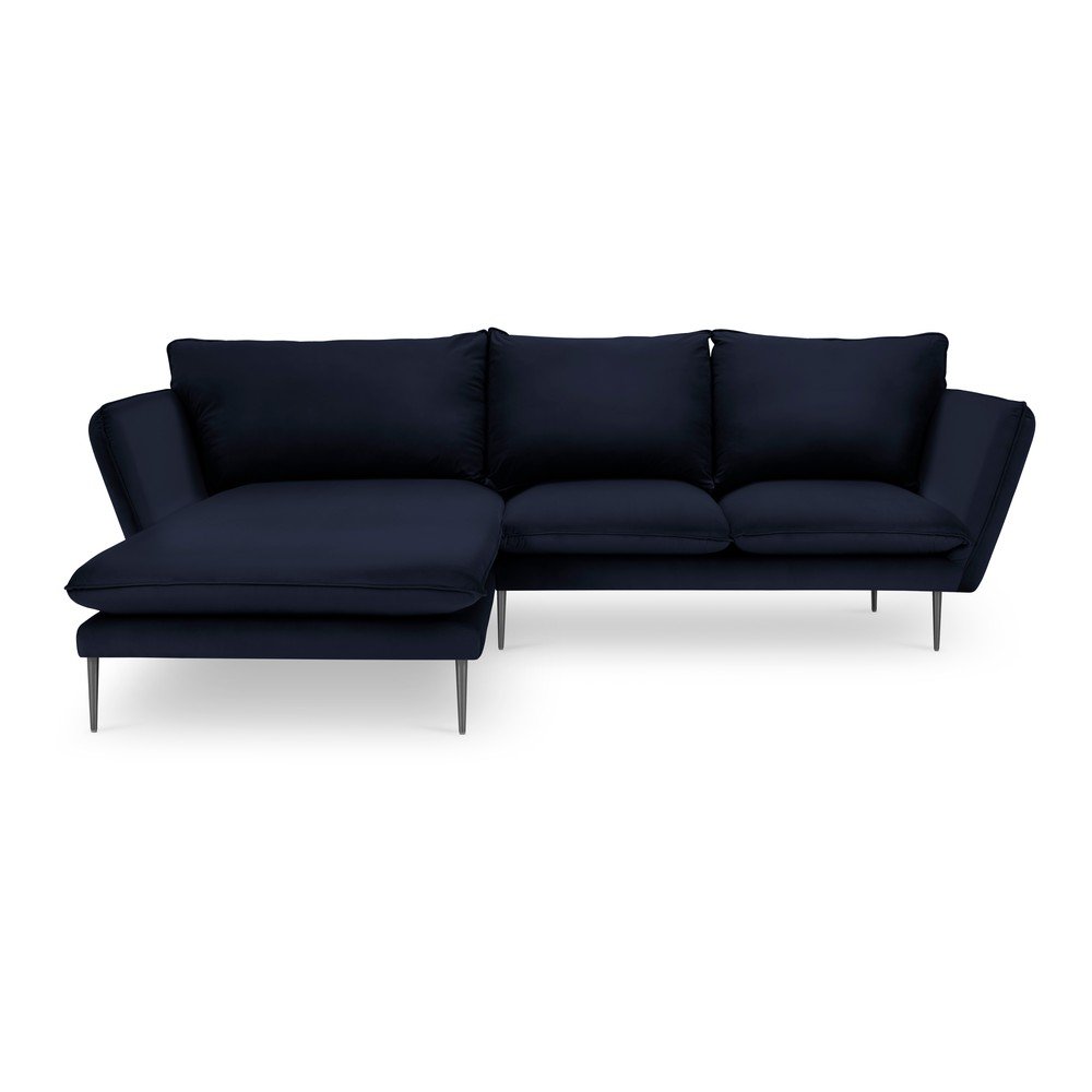 Tmavě modrá sametová rohová pohovka Mazzini Sofas Acacia, levý roh v:1353433